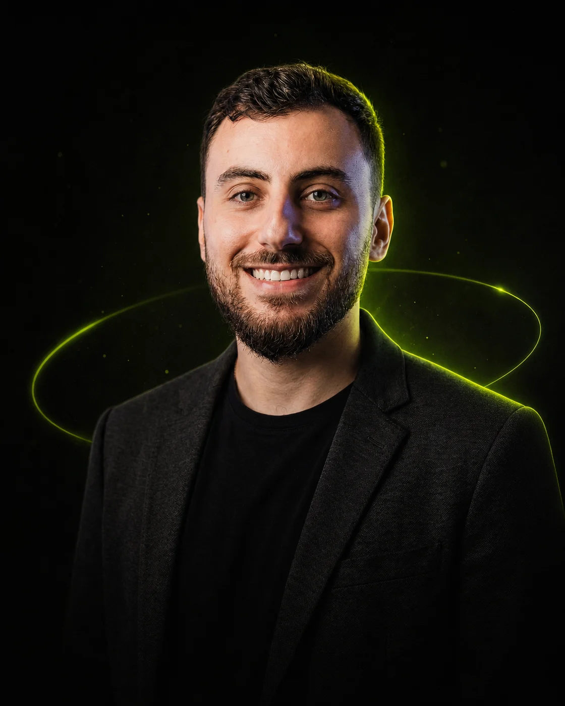Portrait of Marco Bochernitsan with green lighting